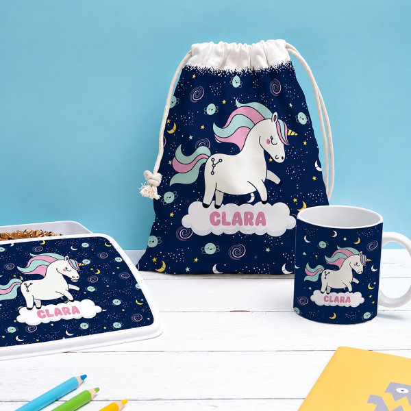 Unzerbrechliche personalisierte Kindertasse mit Einhorn und Name