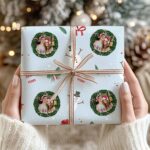 Geschenkpapier Blätter mit personalisiertem Foto und Text Miniaturansicht von Geschenkpapier Blätter mit personalisiertem Foto und Text