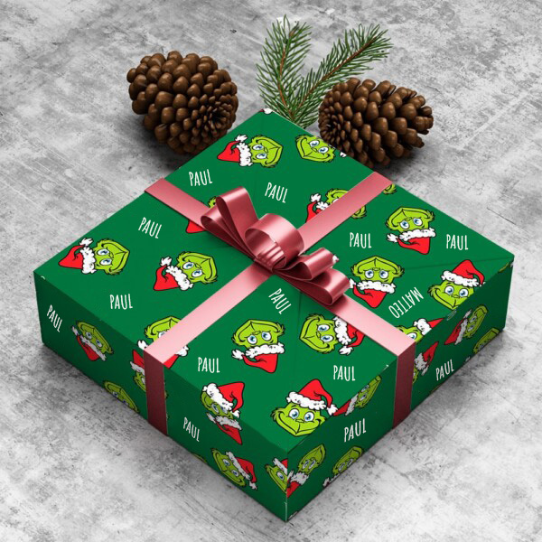 Personalisierbares Grinch-Weihnachts-Geschenkpapier