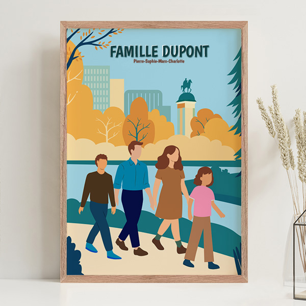Affiche Famille au Parc avec Noms et Texte personnalisé