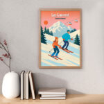 Vignette de Affiche Ski en Montagne avec Noms et Texte personnalisé