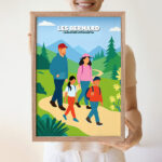 Vignette de Affiche Famille à la Montagne avec Noms et Texte personnalisé