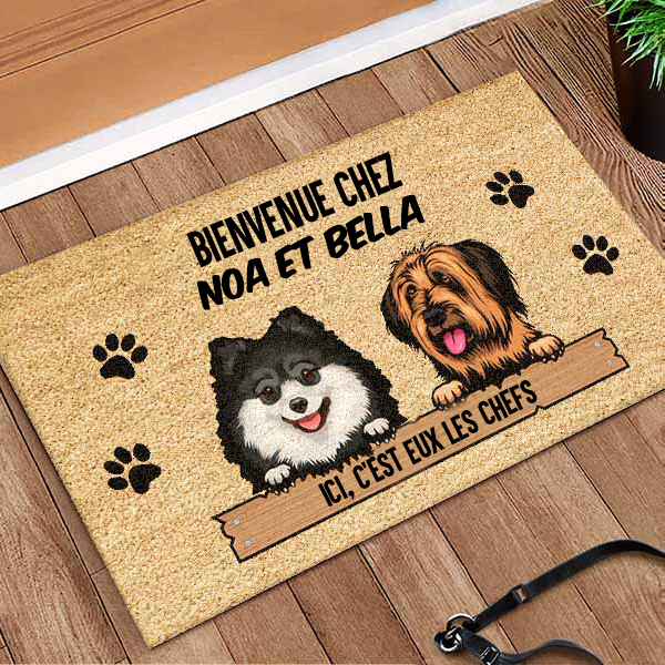 Paillasson Bienvenue à la maison avec nom de l’animal de compagnie personnalisé