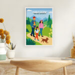 Vignette de Affiche Famille à la Montagne avec Noms et Texte personnalisé