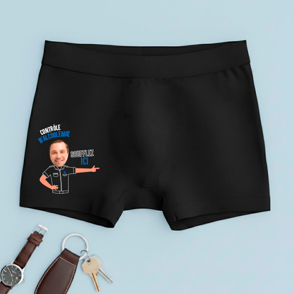 Caleçon “Contrôle d’Alcoolémie” avec Photo Personnalisée