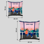 Vignette de Coussin Illustration de Couple avec Noms et Texte personnalisé