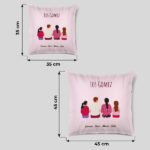 Vignette de Coussin Famille de Dos avec Noms et Texte personnalisé