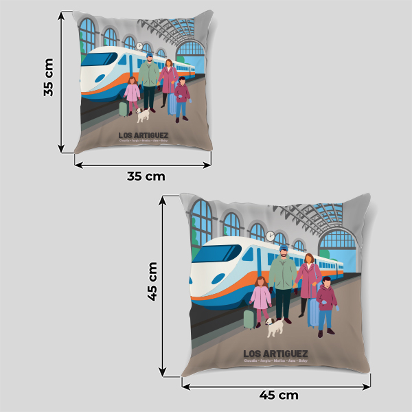 Coussin Gare avec Noms et Texte personnalisé