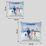 Vignette de Coussin Famille en Patins avec Noms et Texte personnalisé