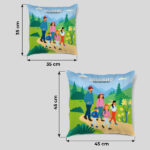 Vignette de Coussin Famille à la Montagne avec Noms et Texte personnalisé