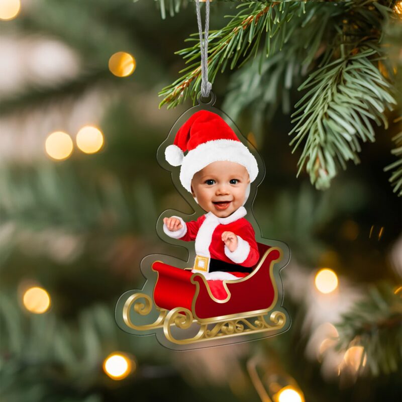 Pack de décorations pour sapin de Noël Père Noël bébé avec photo personnalisées