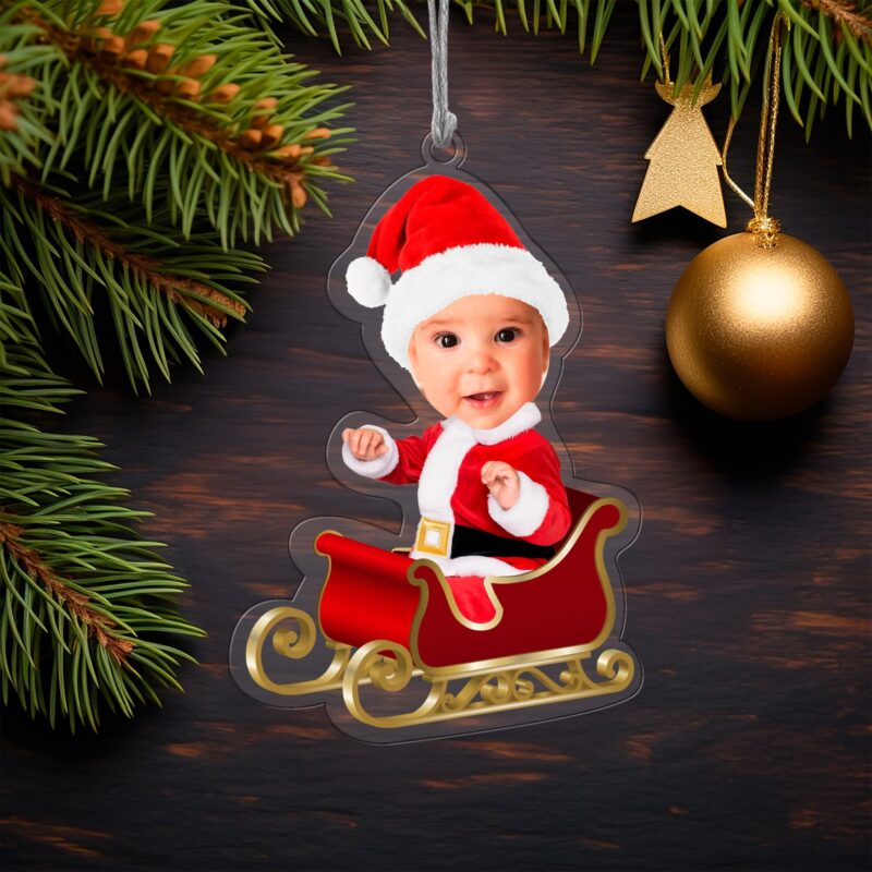 Pack de décorations pour sapin de Noël Père Noël bébé avec photo personnalisées