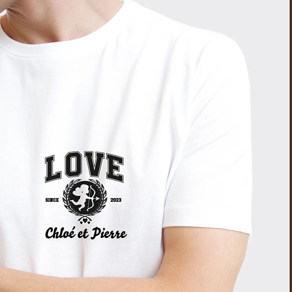 T-shirt Cupidon avec prénoms personnalisée
