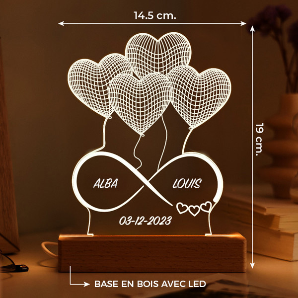 Lampe Infini avec prénoms personnalisée