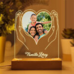 Vignette de Lampe Mains en Cœur avec Photo et Texte personnalisée