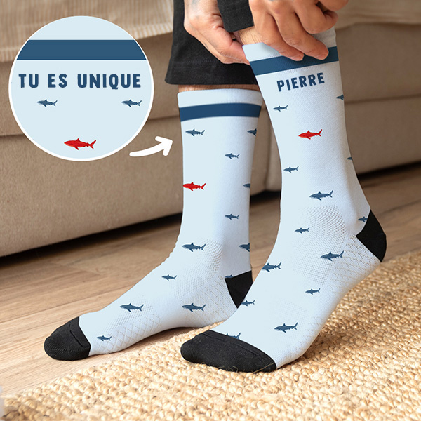 Chaussettes Requin avec Nom et Texte personnalisés
