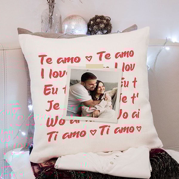 Coussin Je t’aime avec photo personnalisé