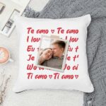 Vignette de Coussin Je t’aime avec photo personnalisé