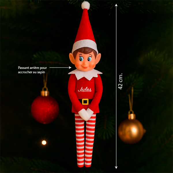 Poupée Lutin Décoratif de Noël avec Certificat d’Adoption et Prénom personnalisé