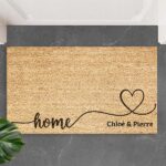 Paillasson Cœur avec nœud personnalisé Vignette de Paillasson Cœur avec nœud personnalisé