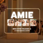 Lampe Amie avec quatre photos et texte personnalisée Vignette de Lampe Amie avec quatre photos et texte personnalisée