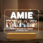Vignette de Lampe Amie avec quatre photos et texte personnalisée