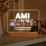 Vignette de Lampe Amie avec quatre photos et texte personnalisée