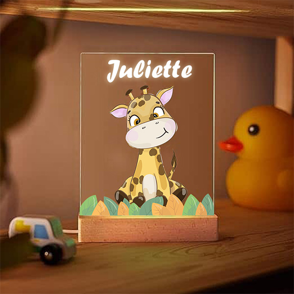 Lampe veilleuse animaux pour enfants avec prénom personnalisée
