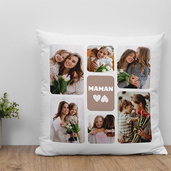 Coussin Maman avec Six Photos personnalisé