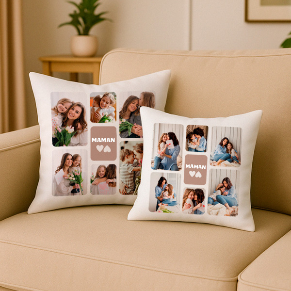 Coussin Maman avec Six Photos personnalisé