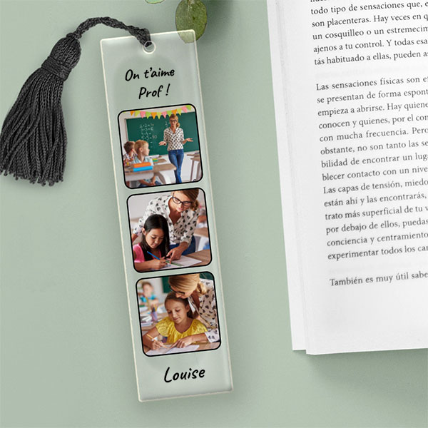 Marque-page avec Trois Photos et Texte personnalisé