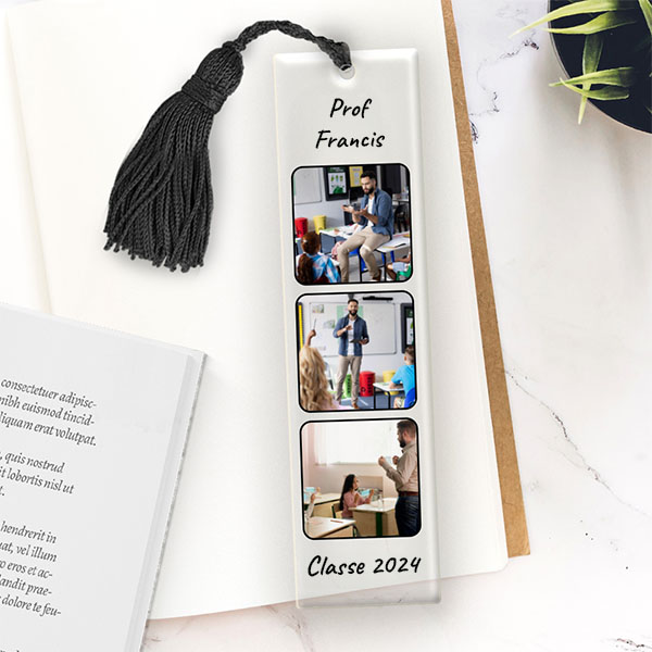 Marque-page avec Trois Photos et Texte personnalisé