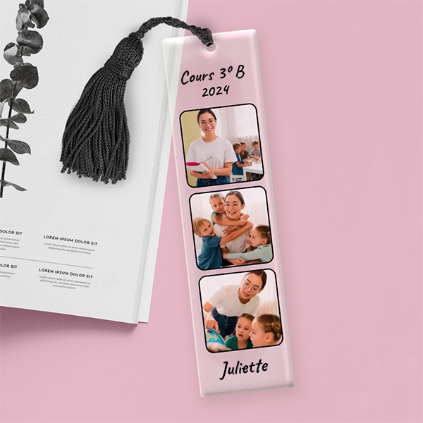 Marque-page avec Trois Photos et Texte personnalisé