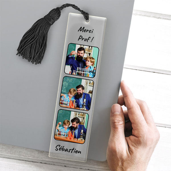 Marque-page avec Trois Photos et Texte personnalisé
