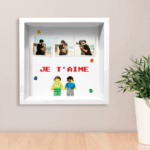 Vignette de Tableau avec minifigurines Lego, 3 photos et texte personnalisé