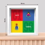 Vignette de Tableau avec minifigurines Lego, années et noms personnalisés
