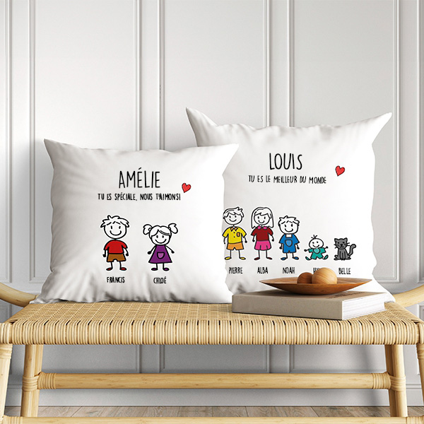 Coussin Personnages avec texte personnalisé