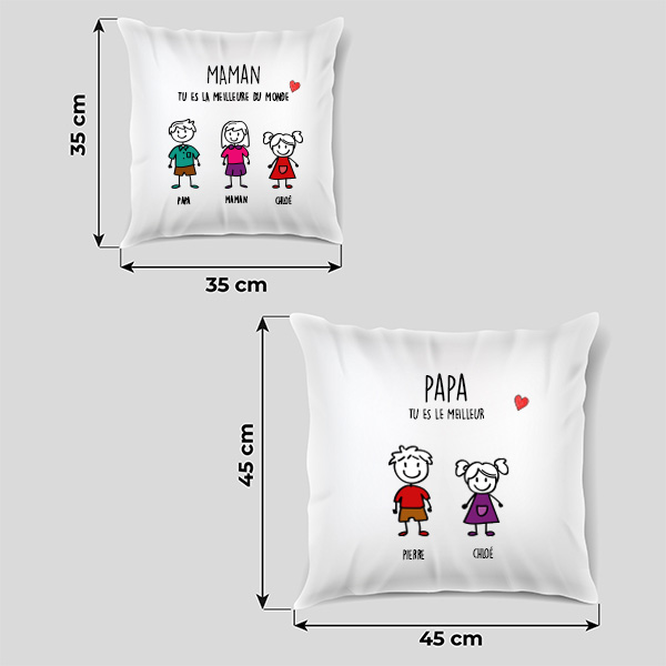 Coussin Personnages avec texte personnalisé