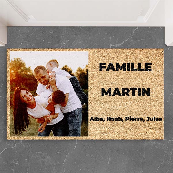 Paillasson personnalisé avec textes et photo