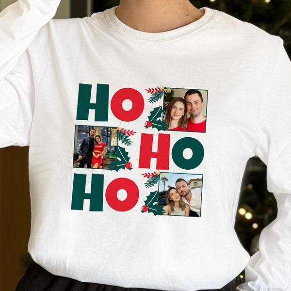 Pyjama HO HO HO avec trois photos personnalisé