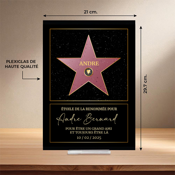 Plaque Hollywood avec textes personnalisée