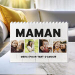 Vignette de Puzzle de Blocs Maman avec Quatre Photos et Texte Personnalisé