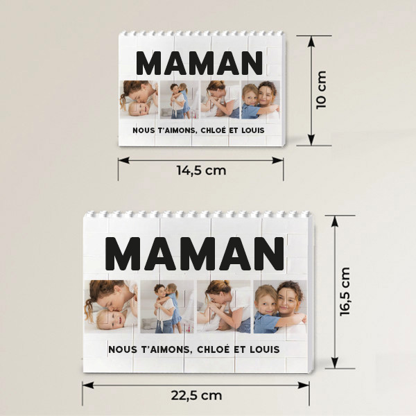 Puzzle de Blocs Maman avec Quatre Photos et Texte Personnalisé