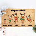 Vignette de Paillasson de Noël Rennes avec Noms et Texte personnalisé