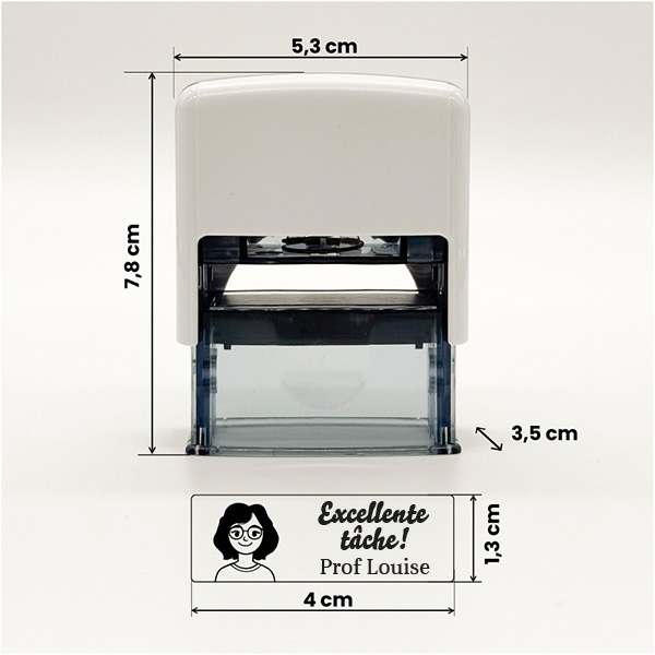 Tampon personnalisé pour enseignants avec dessin et prénom
