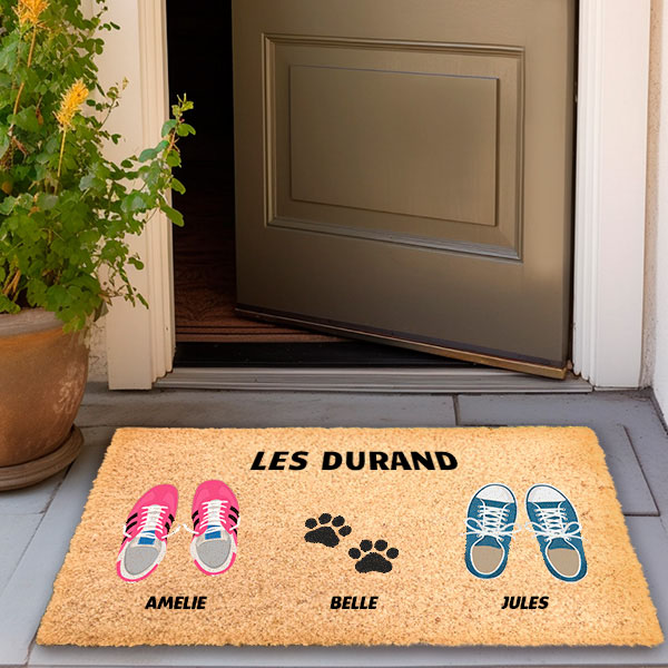 Paillasson Chaussures avec Noms et Texte personnalisé