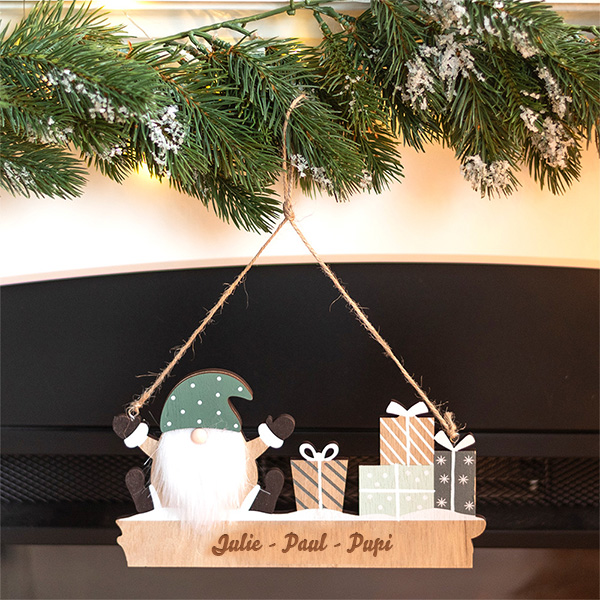 Décoration de Porte en Bois Lutin avec Texte Personnalisé