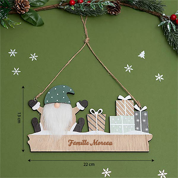 Décoration de Porte en Bois Lutin avec Texte Personnalisé