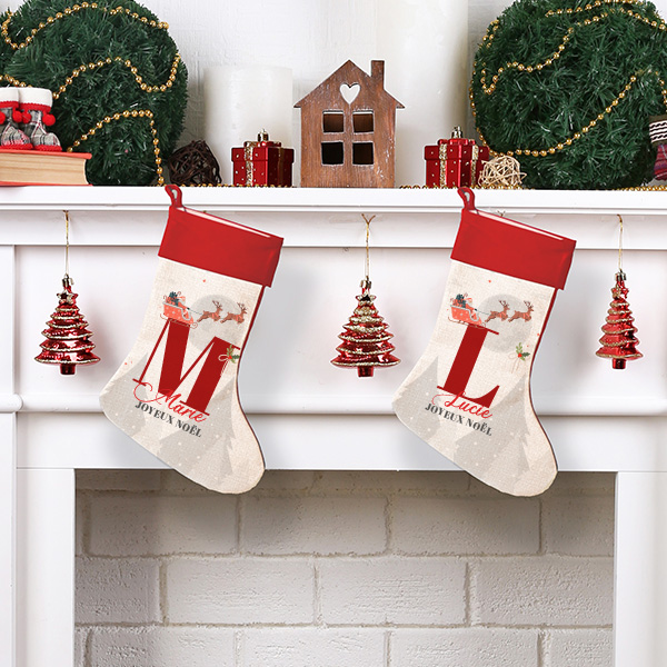 Chaussette de Noël personnalisée avec Initiales et Prénoms