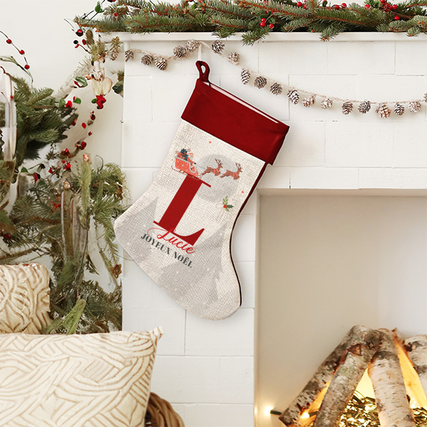 Chaussette de Noël personnalisée avec Initiales et Prénoms